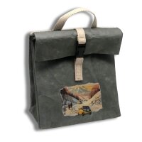 Lunchbag HANNA von Papyr in Mossgrey aus veganem Leder