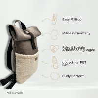 Rolltop Rucksack Curly COOPER in Farbe Coffeegrey aus...